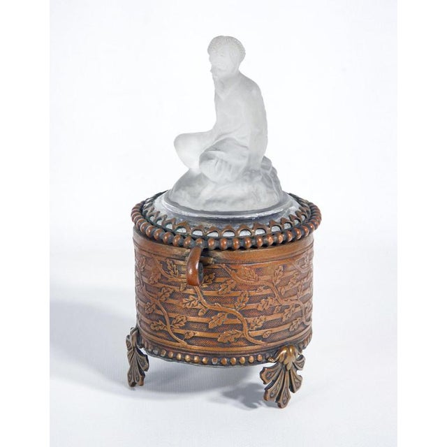 Bronze Box with Glass Faun Sculpture For Sale - Image 12 of 18