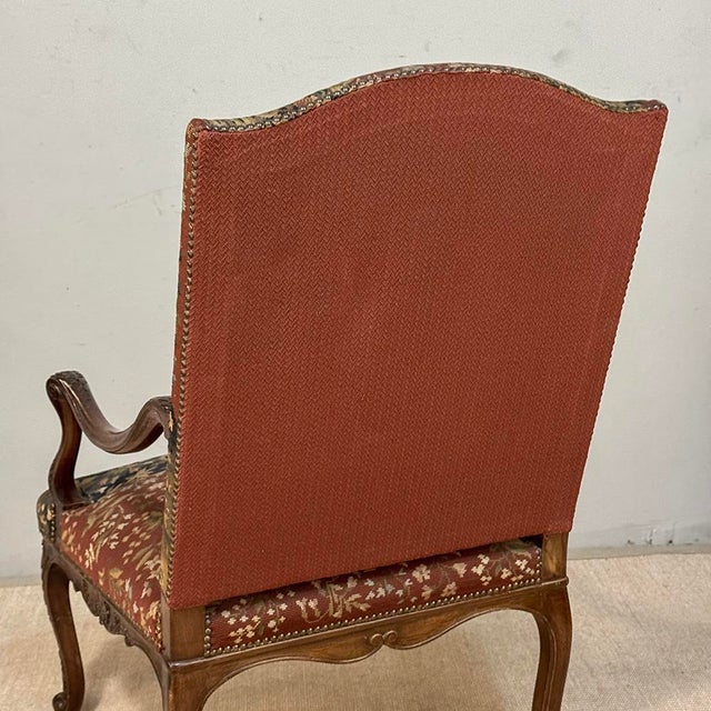 19th Century French Louis XV Style Cluny Tapestry Armchair For Sale - Image 17 of 18