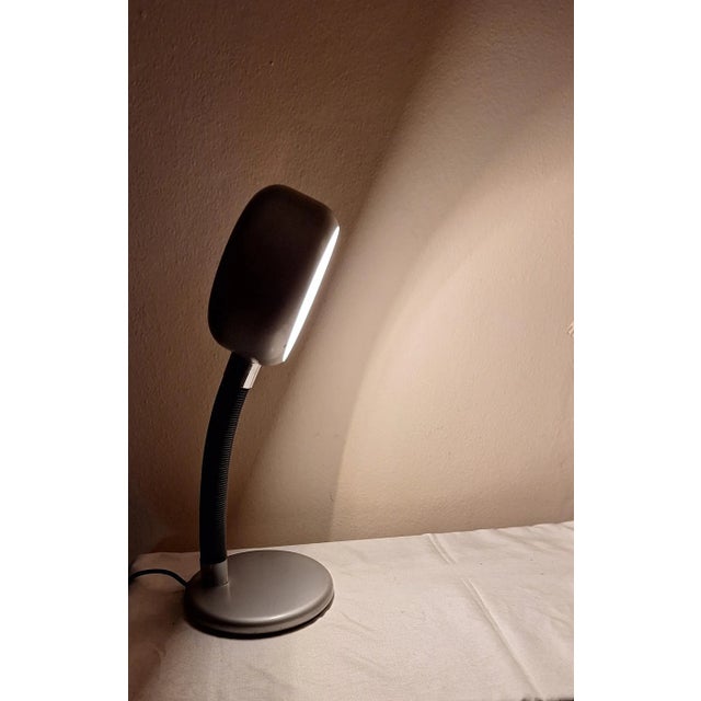 1980s Vintage German Adjustable Desk Lamp with a Silver-Colored Frame and Plastic-Coated Flex Arm from Ep-Leuchten, 1980s For Sale - Image 5 of 8