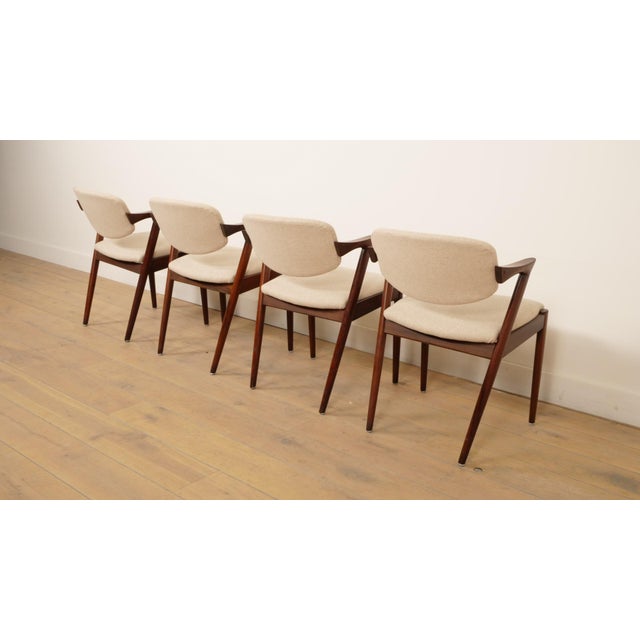 Brown Vintage Rosewood Model 42 Dining Chairs from Kai Kristiansen, 1950s, Set of 4 For Sale - Image 8 of 15