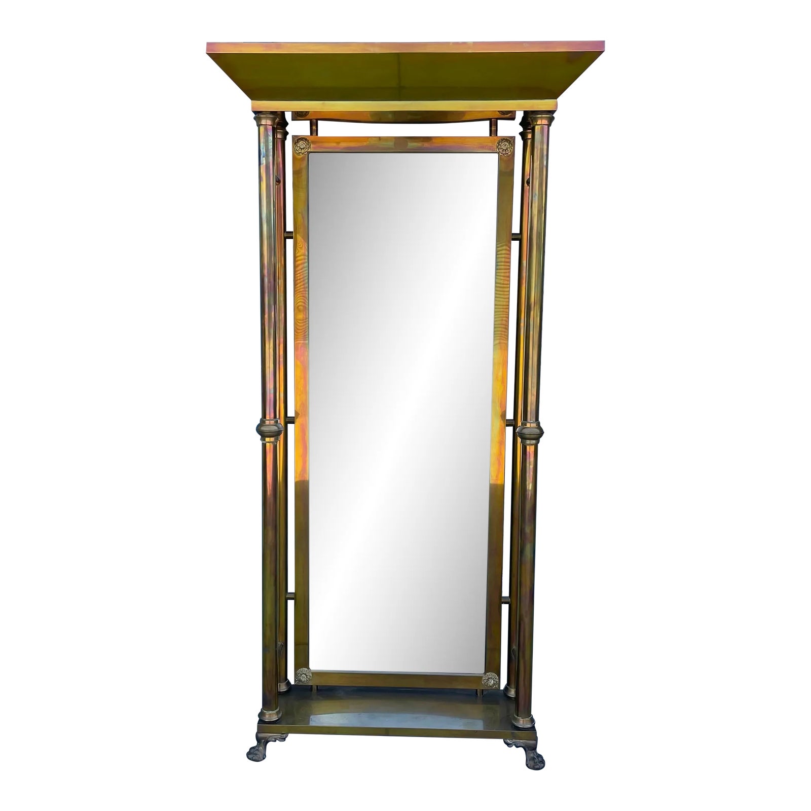 Vintage Brass Floor Mirror Chairish