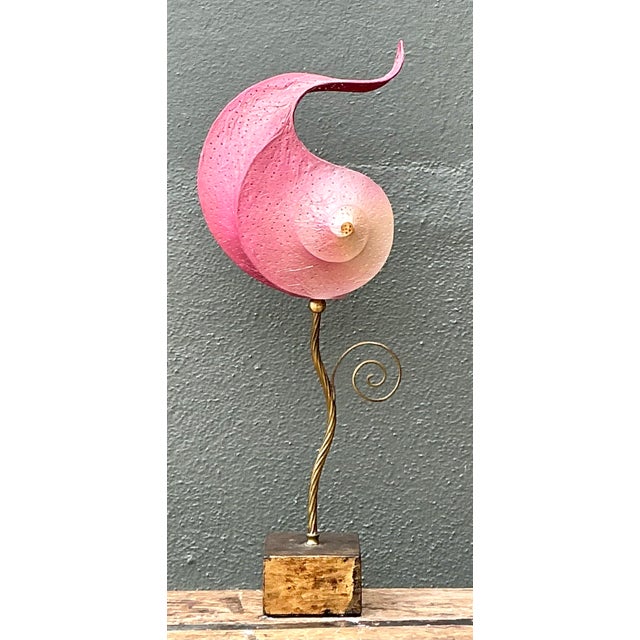 Vintage Italian Paper Nautilus Shell Lamp For Sale - Image 10 of 12