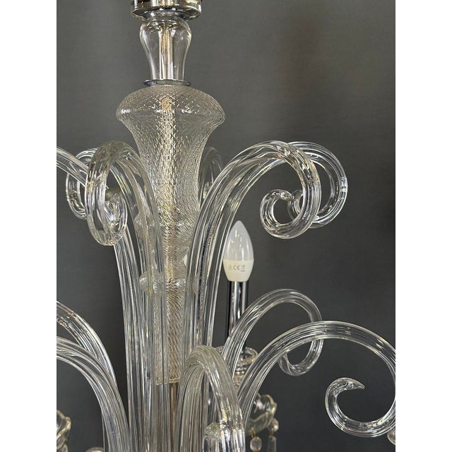 Six-Arm Crystal Glass Chandelier from Bohemia, 1930s For Sale - Image 3 of 7