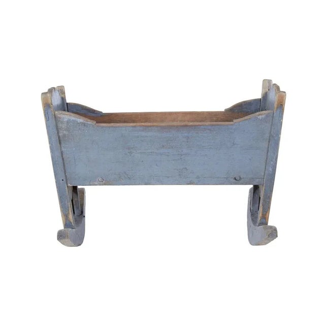 Mid 19th Century Swedish Painted Pine Rocking Cradle, 1860s For Sale - Image 6 of 7