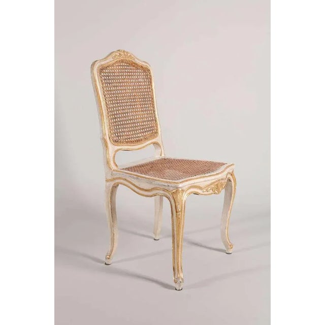 19th Century French Ivory-Painted & Parcel-Gilt Chairs, Set of 6 For Sale - Image 3 of 8
