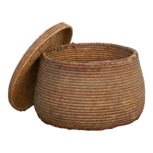 Earth Tone Antique Storage Basket With Lid