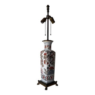 1940’s French Chinoiserie Porcelain Table Lamp For Sale