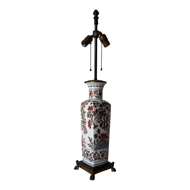 1940’s French Chinoiserie Porcelain Table Lamp For Sale