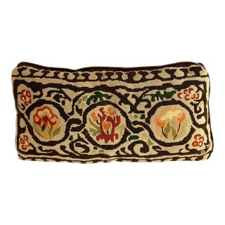 1970 Hand-Made Arts and Crafts Needlepoint Floral Pillow For Sale