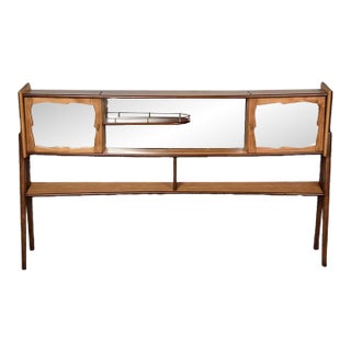 Mid-Century Italian Bar Cabinet With Mirrored Sliding Doors For Sale