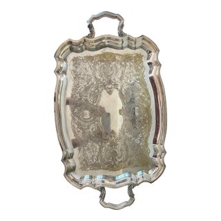 Vintage Silverplate Wm Roger’s Butlers Tray With Handles For Sale