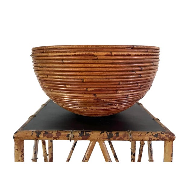 Boho Chic Vintage Monumental Crespi Style Split Reed Bowl For Sale - Image 3 of 9