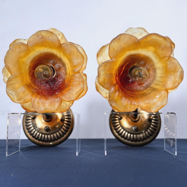 1960s Rare Authentic Feldman Lighting Co. Custom Resin & Bronzed Brass Sconces - A Pair For Sale - Image 9 of 16