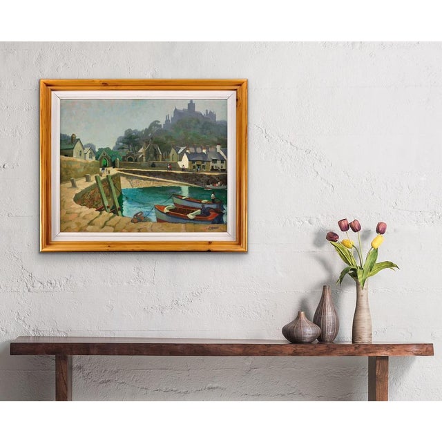 Ken Symonds, The Harbour, St Michaels Mount, Cornwall, 1982, Oil Painting, Framed For Sale - Image 13 of 18