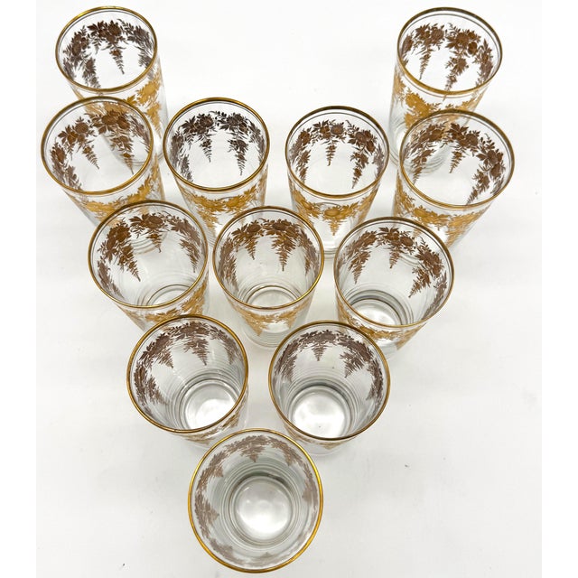 12 Belle Époque Gilt Floral Crystal Tumblers, Suitable for Champagne / Wine For Sale - Image 10 of 18