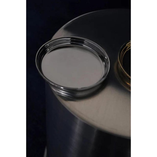 Rl 01 Coasters with Rounded Edge in Polished Stainless Steel by Caspal, Set of 2 For Sale - Image 4 of 7