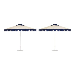 Blue Ice 9' Patio Umbrella, Blue & Cream, Set of 2 For Sale