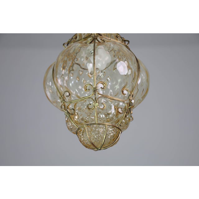 1950s Wonderful Amber Vintage Venetian Lantern, Seguso Murano Glass For Sale - Image 12 of 14