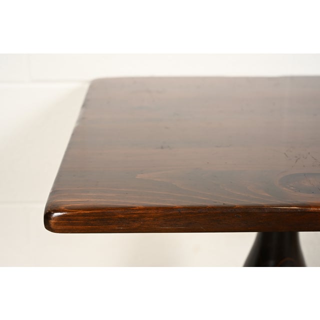 Ethan Allen Rustic European Solid Pine Pedestal Side Table or Cocktail Table, Circa 1970s For Sale In South Bend - Image 6 of 13