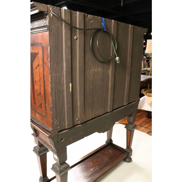 19th Century Italian Renaissance Revival Walnut, Intarsia & Marble Cabinet For Sale - Image 11 of 12