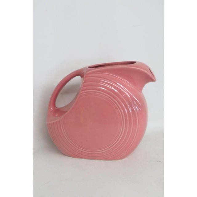 Fiestaware Homer Laughlin Disk Pitcher Rose Pink Jug Concentric Ring Style 4835b For Sale - Image 14 of 16