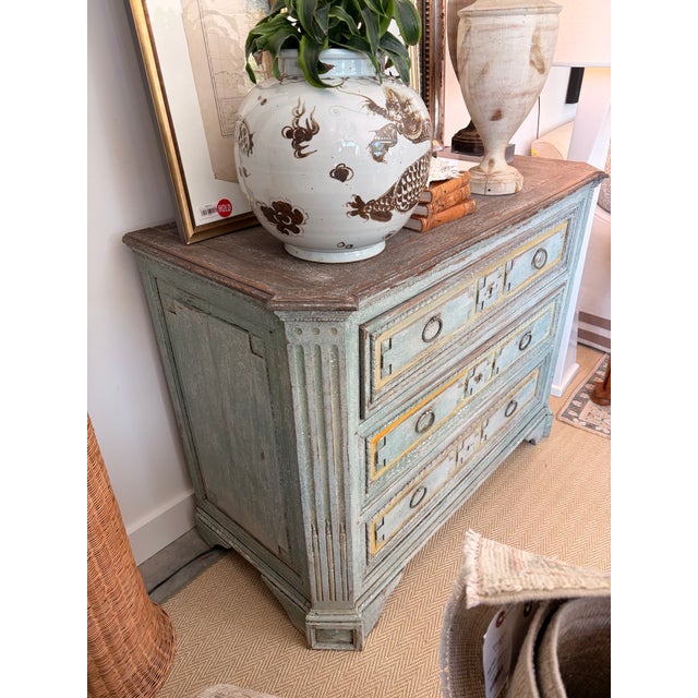 Boho Chic 1990s Rustic Light Blue Dresser For Sale - Image 3 of 6