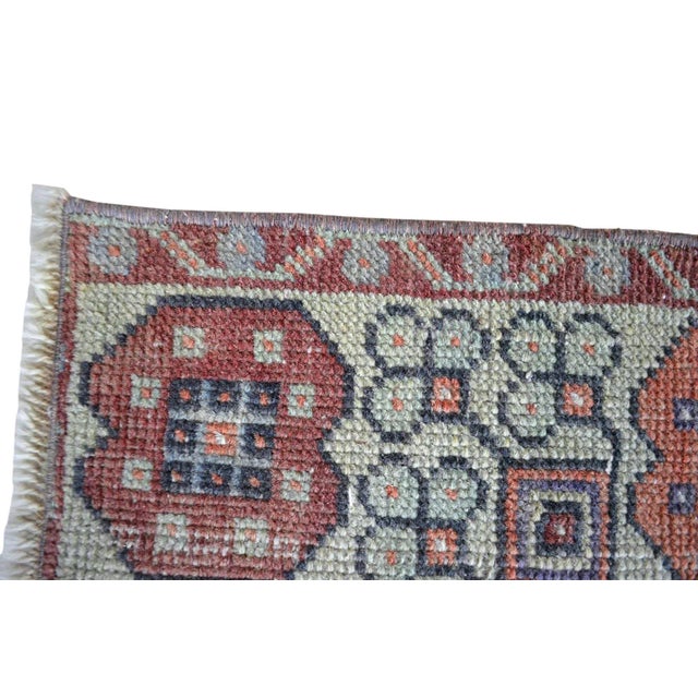 Faded Muted Colors Impressive Medallion Vintage Ushak Rug Low Pile Distressed Area Rug - 3'5'' X 5'8'' For Sale - Image 9 of 10