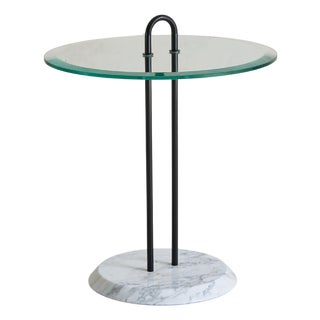 Italian Marble Glass Side Table Attr Vico Magistretti for Cattelan Italia, 1980s For Sale