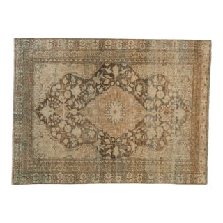 1950s Vintage Persian Mahal Starburst Medallion Wool Rug For Sale