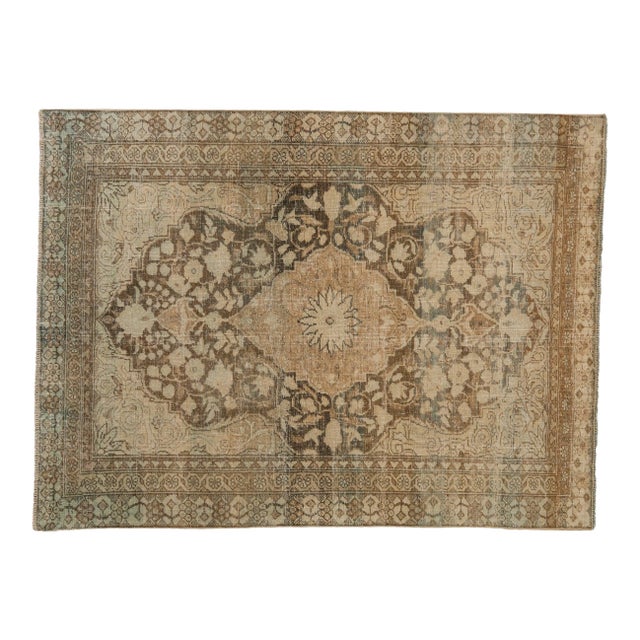 1950s Vintage Persian Mahal Starburst Medallion Wool Rug For Sale