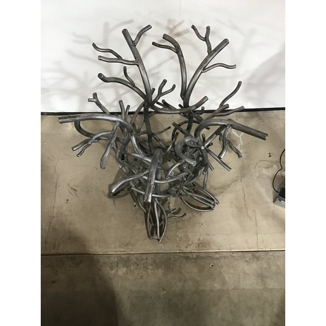 Modern 1990s Wrought Iron "Tree Form" Table Base W/ Glass Top, by Etiscoto Designs. For Sale - Image 3 of 6