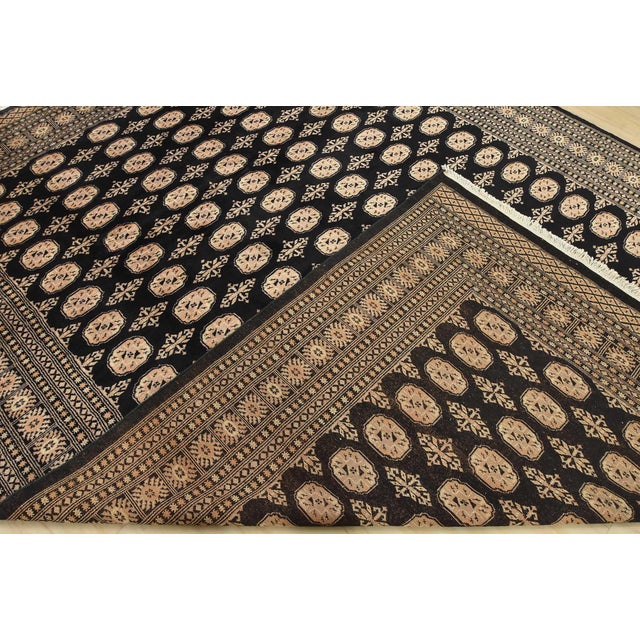 Bokhara Rug 9’2” X 12′ Black Wool Tribal Hand-Knotted Oriental Carpet For Sale - Image 12 of 13