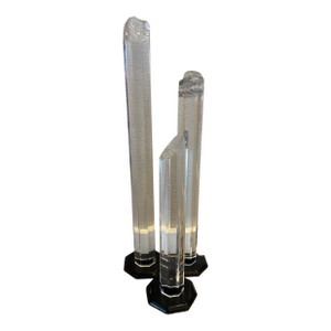 Space Age Lucite Brutalist Faceted Column Sculpture Set Signed Roman