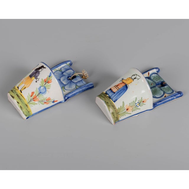 19th Century French Faience Bénitier, or Wall Pocket, Hand-Painted For Sale In Orlando - Image 6 of 10