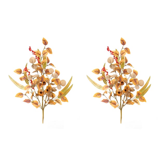 Rustic Mixed Fall Foliage Pod Spray (Set of 2) For Sale - Image 3 of 3
