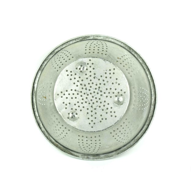1940's Mid-Century Rustic Aluminum Footed Colander Strainer - 2 Pieces For Sale - Image 10 of 10