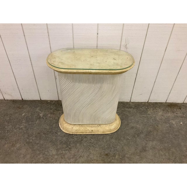 Maitland - Smith 1990s Tessellated Fossil Stone, Split Pencil Reed Side Table Maitland Smith Style For Sale - Image 4 of 11