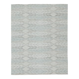 Rug & Kilim’s Scandinavian Outdoor Rug in Blue & Gray Geometric Pattern - 6'x9' For Sale