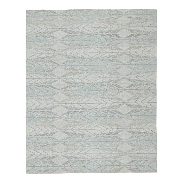 Rug & Kilim’s Scandinavian Outdoor Rug in Blue & Gray Geometric Pattern - 6'x9' For Sale