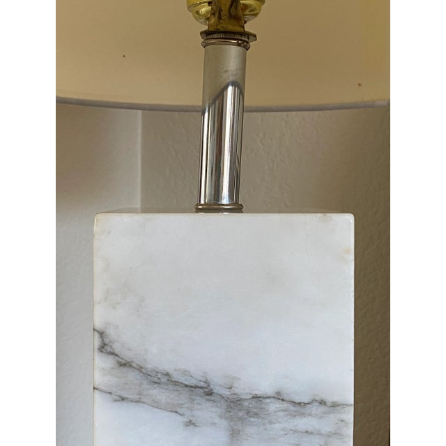 Minimalist White Marble Plinth Table Lamp Knoll-Style (After Nessen) For Sale - Image 15 of 18