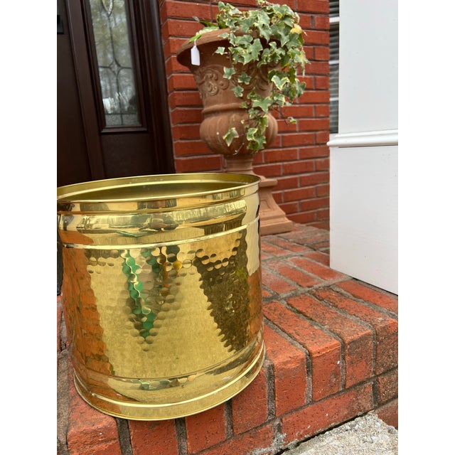 Up for consideration is a beautiful brass hand hammered round planter. This would look lovely in your home and it is a...