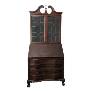 1930s Vintage Chippendale Secretary Desk For Sale