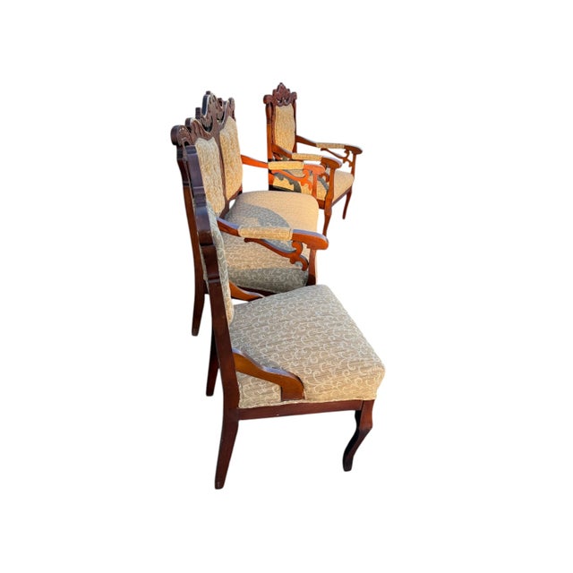 Quick Hits: Late 19th-century Victorian parlor furniture set Includes loveseat and two chairs with carved mahogany frames...