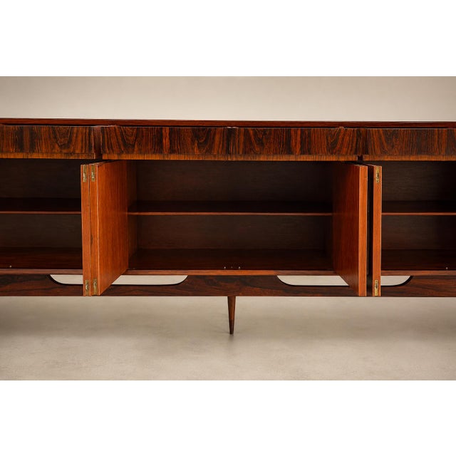 Wood Giuseppe Scapinelli Rosewood Credenza With Brass Sabots, Brazilian Modern, 1950s For Sale - Image 7 of 18