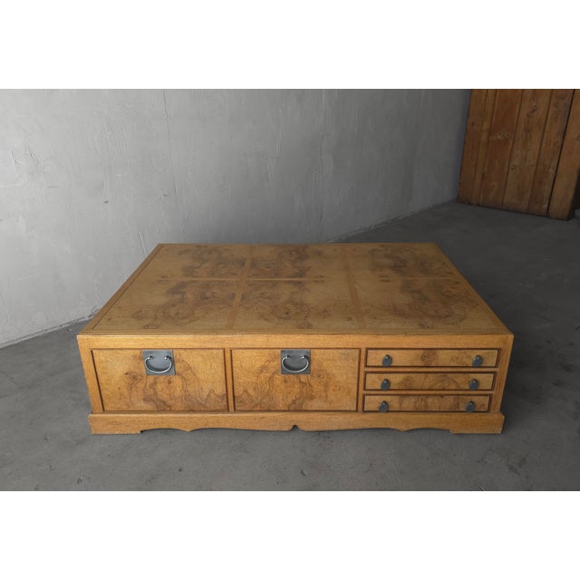 This oversized vintage burl coffee table is a fine statement piece. A real substantial piece of furniture. The perfect...
