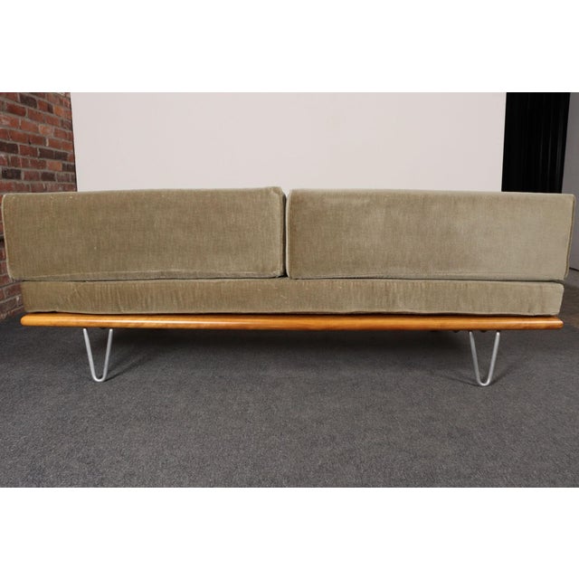 Wood Vintage Sage Mohair Daybed With Hairpin Legs by George Nelson for Herman Miller For Sale - Image 7 of 18