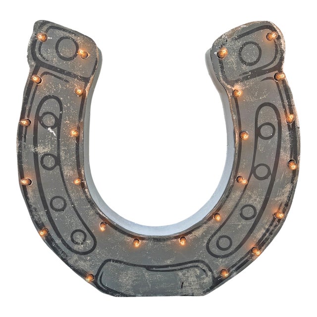 Vintage Light-Up Horseshoe Sign For Sale