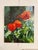 Summertime red zinnias. One-of-a-kind original oil painting on 30 x 24 x 1.5” professional canvas. Gallery-wrapped sides...
