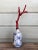 Red Set of 3 Chinoiserie Chic Style Faux Red Coral Specimens in Blue & White Vases For Sale - Image 8 of 11