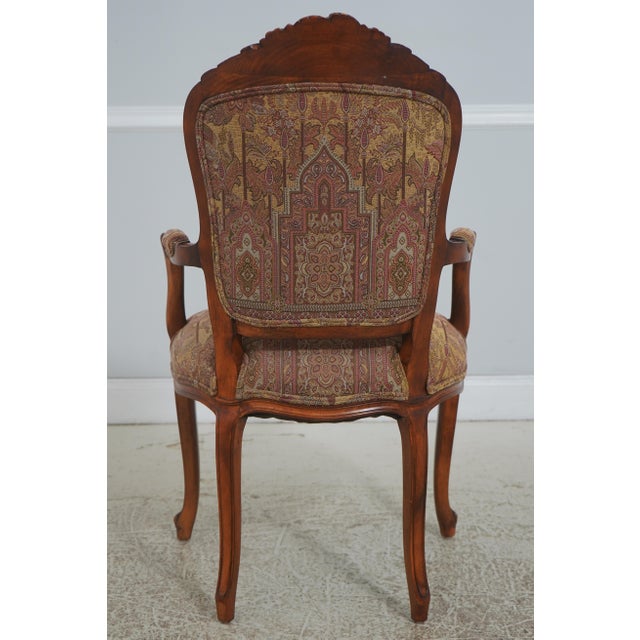 Set of 8 French Style Carved Upholstered Dining Room Chairs For Sale - Image 4 of 18